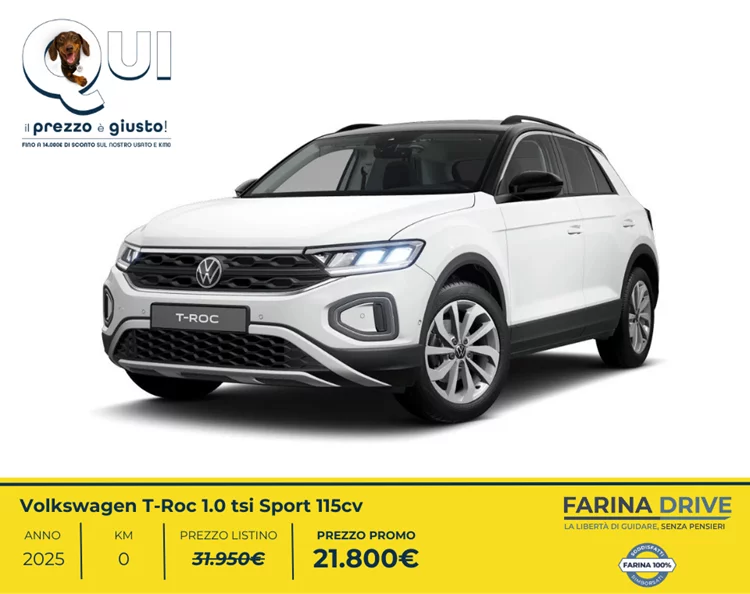 KM0 - VOLKSWAGEN T-Roc 1.0 TSI Sport 115cv