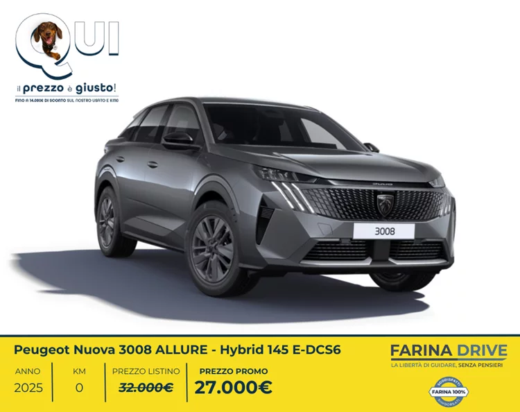 KM0 - Nuova 3008 ALLURE - Hybrid 145 E-DCS6