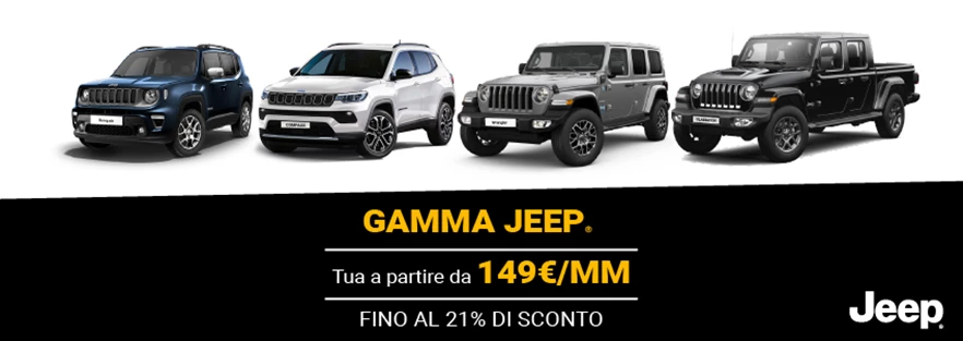 Gamma Jeep tua da 149 € /mese e fino al 21% di sconto